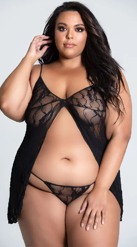 Women's Tummy Control Lingerie Plus Size Rose Lace Babydoll