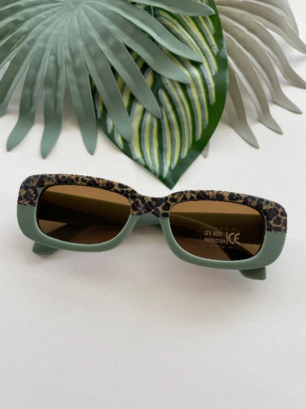 Plus - Size Bodysuits with a Comfortable and Flattering FitRectangle Two Tone Cheetah Sunglasses - Succulent Green