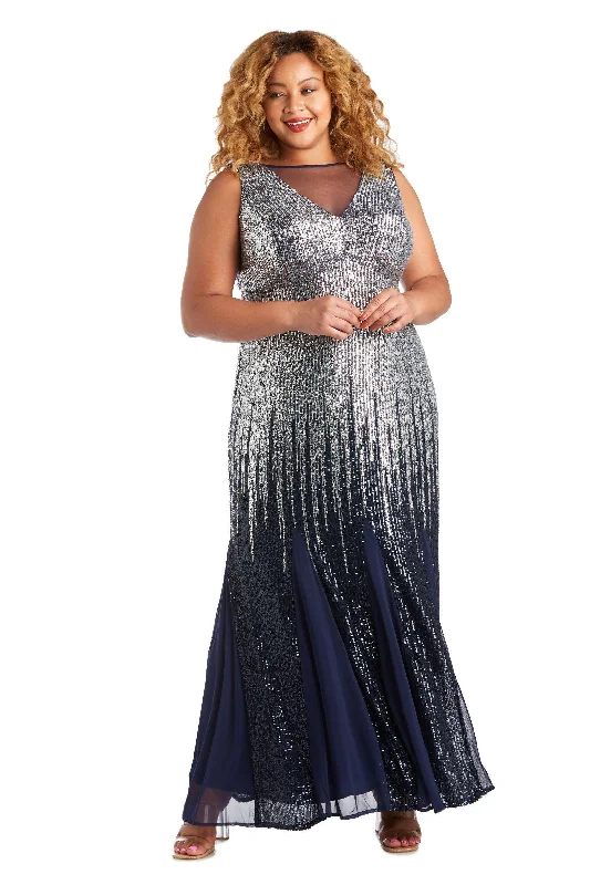 R&M Richards 7156W Plus Size Long Beaded Dress