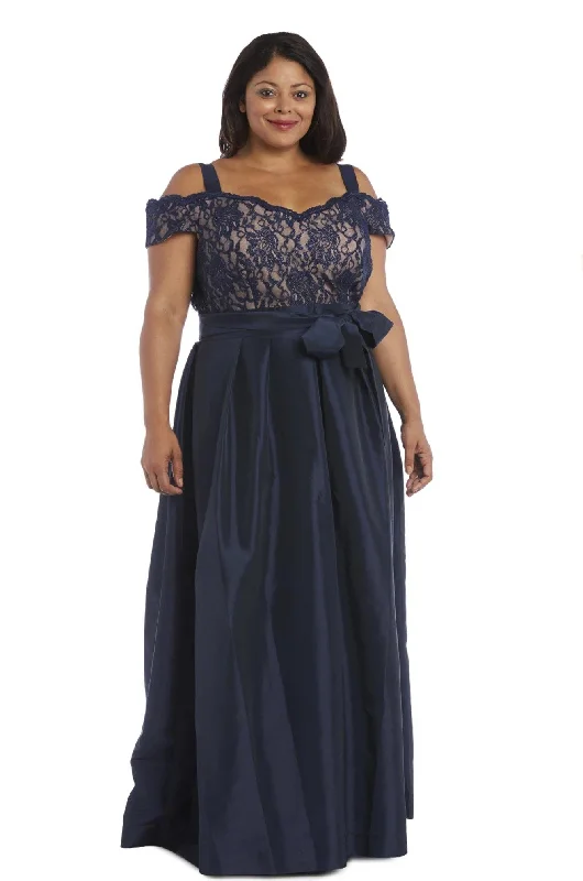 R&M Richards 2056W Long Plus Size Lace Top Dress