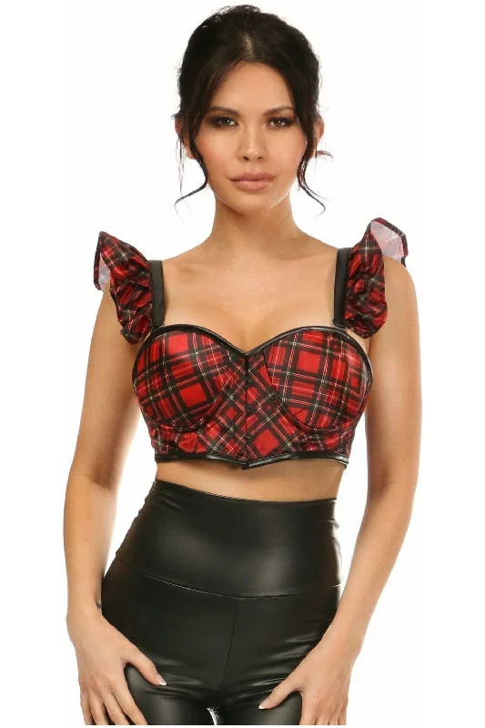 zip front women bustiers and corsets designLavish Red Plaid Underwire Bustier Top w/Removable Ruffle Sleeves zip front women bustiers and corsets designLavish Red Plaid Underwire Bustier Top w/Removable Ruffle Sleeves