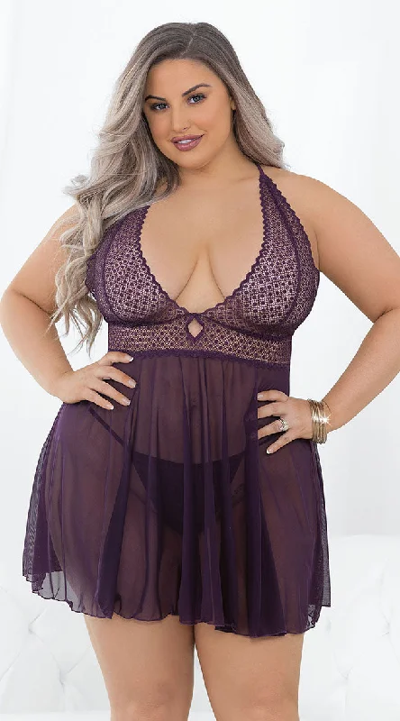 Plus Size Lace Lingerie for Women Plus Size Lattice Lust Babydoll Set