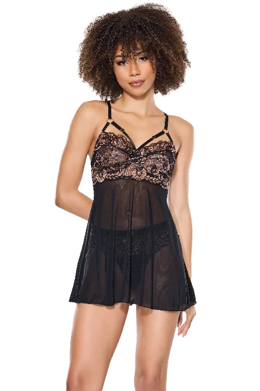 quick - drying women thongs for water sports enthusiastsMetallic Lace Babydoll and Thong quick - drying women thongs for water sports enthusiastsMetallic Lace Babydoll and Thong