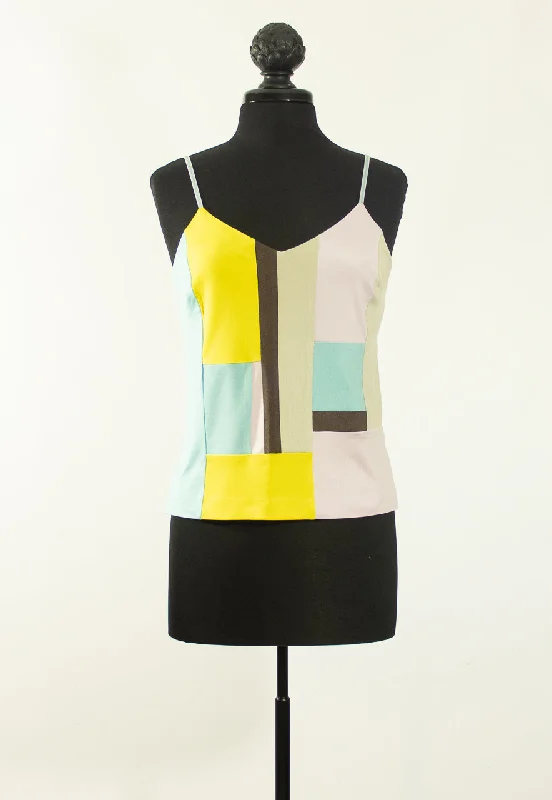 Women's Satin Sleepwear Lingerie Small Patchwork Silk Jersey Camisole