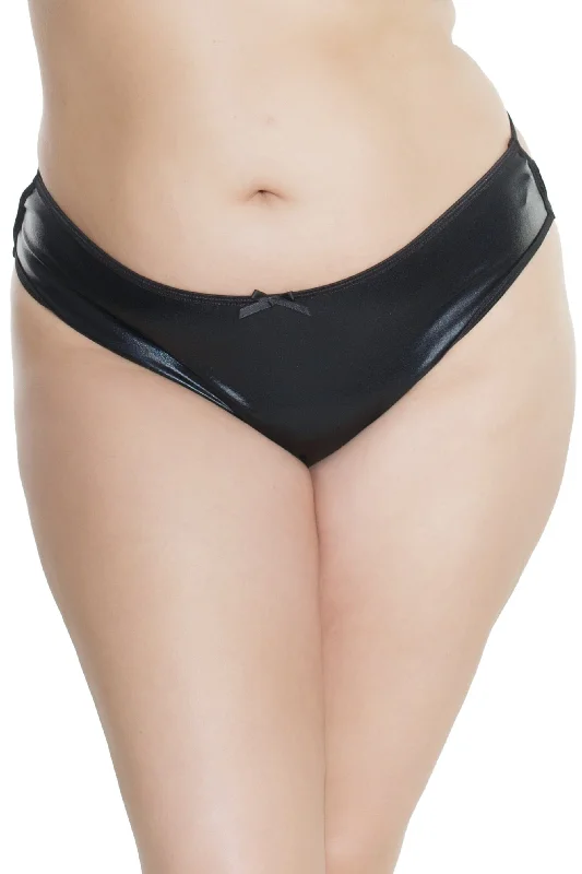 Wetlook Thong With Strappy Detail Back | Plus Size