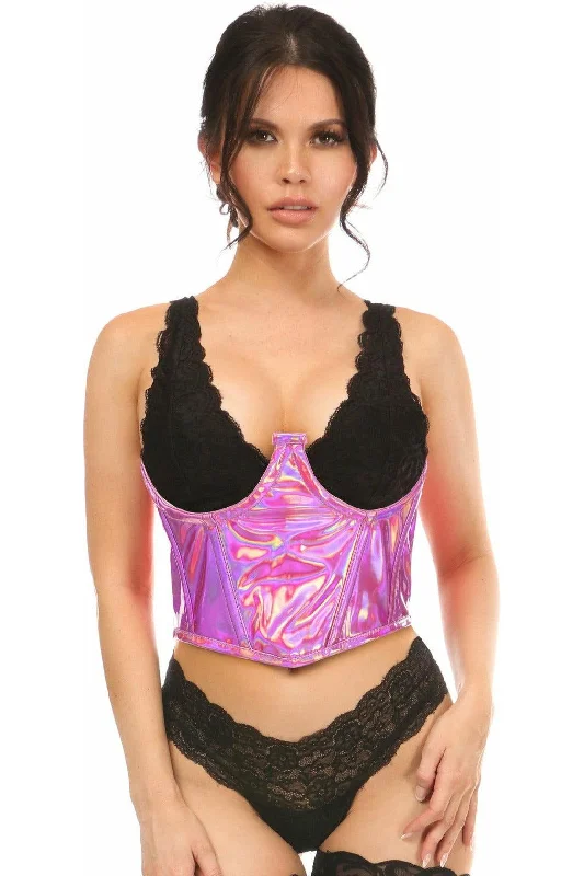 Lavish Fuchsia Holo Open Cup Underwire Waist Cincher