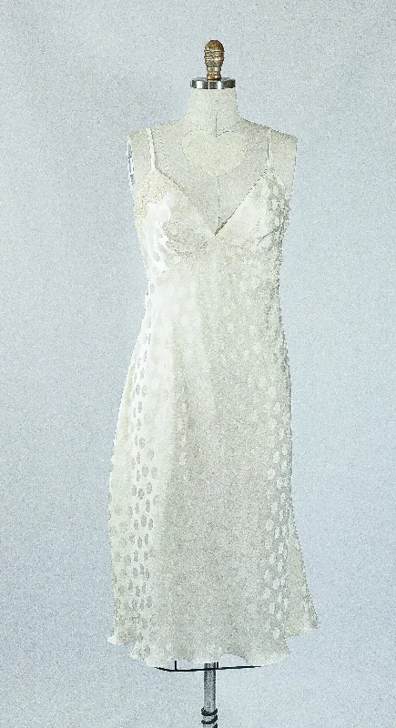Women's Satin Sleepwear Lingerie White Silk Bias Cut Full Slip