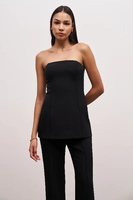 Pin Tuck Tailored Longline Bodice - Black