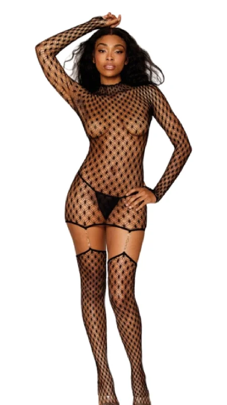 women sexy dresses for cruise vacationsGeometric Fence Net Garter Dress