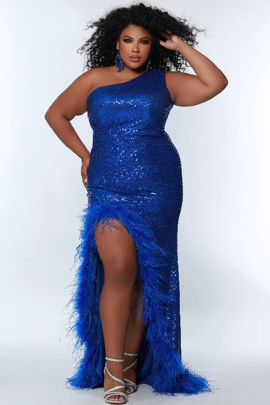 women sexy dresses with open - side detailsSydneys Closet JK2303 Long One Shoulder Plus Size Prom Gown women sexy dresses with open - side detailsSydneys Closet JK2303 Long One Shoulder Plus Size Prom Gown