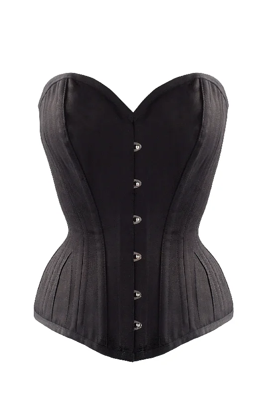 affordable women bustiers and corsetsBlack Cotton Twill Classic Overbust Waist Trainer With Hip Gores affordable women bustiers and corsetsBlack Cotton Twill Classic Overbust Waist Trainer With Hip Gores