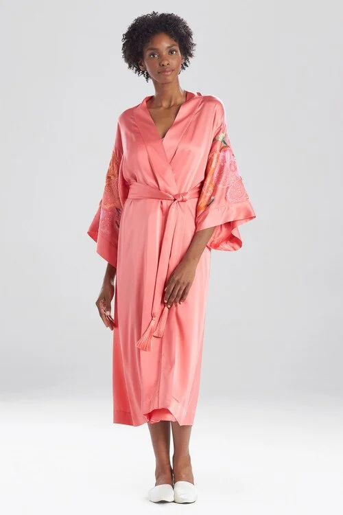 women robes with a dropped - shoulder designPeony Blossoms Embroidered Silk Tassel Robe women robes with a dropped - shoulder designPeony Blossoms Embroidered Silk Tassel Robe