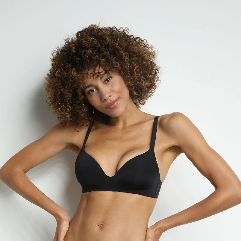 Elegant French Lace Lingerie for Women Soutien-gorge invisible noir sans armatures - Dim InvisiFree