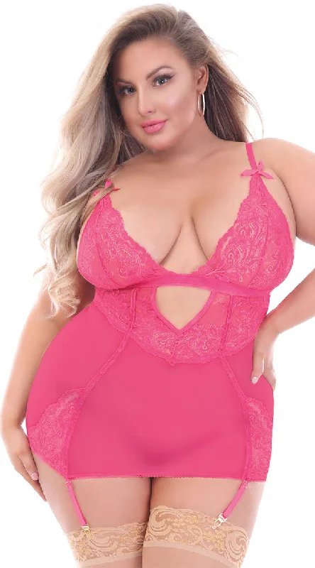 women lounge dress with a V - neck for a stylish lookPlus Size Craving Carnation Chemise Set women lounge dress with a V - neck for a stylish lookPlus Size Craving Carnation Chemise Set