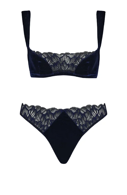 Women's High Waist Lingerie Bodysuits Azzurra Bandeau Bra and Spanking Knicker Set
