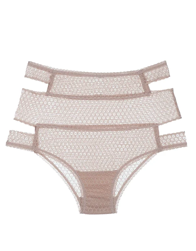 Pointelle Cut Out High Waist Brief in Chalk Pink