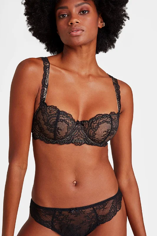 Women's Silk Lingerie Sets Danse Des Sens Balconette Svart