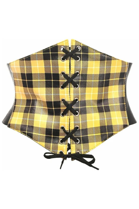 affordable women bustiers and corsetsLavish Yellow Plaid Lace-Up Corset Belt Cincher affordable women bustiers and corsetsLavish Yellow Plaid Lace-Up Corset Belt Cincher