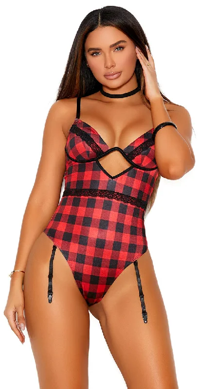 satin women lingerie for a luxurious feelPlaid Romance Teddy