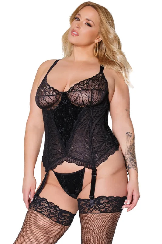 open cup women lingerie for a bold statementPlus Lace Bustier & G-String Set