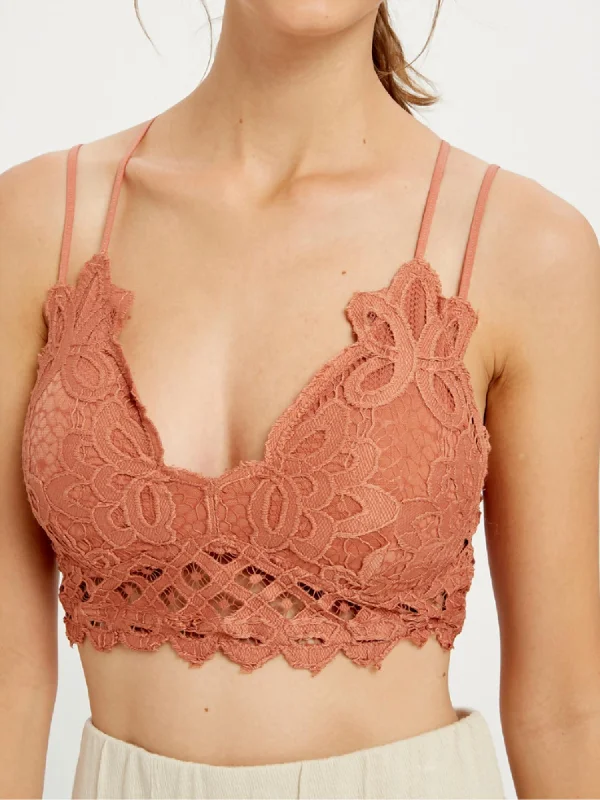 Scalloped Latice Bralette In Brick