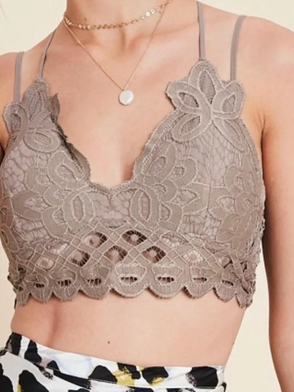 Scalloped Latice Bralette In Cocoa