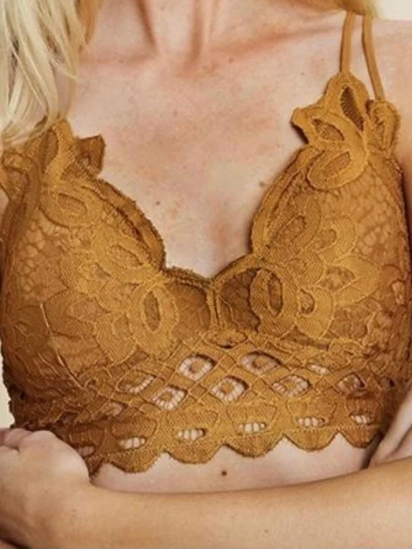 Scalloped Latice Bralette In Marigold