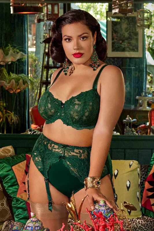 Cora Green Lace Underwire Balconette Curve Bra