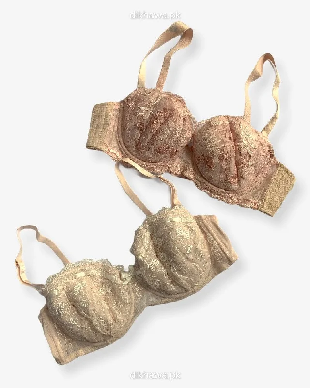 plunge push up bras for a bold lookImported Stocklot Branded Net Pushup Bra - Underwired Bra - Non Padded Bra - Pack of 2 plunge push up bras for a bold lookImported Stocklot Branded Net Pushup Bra - Underwired Bra - Non Padded Bra - Pack of 2