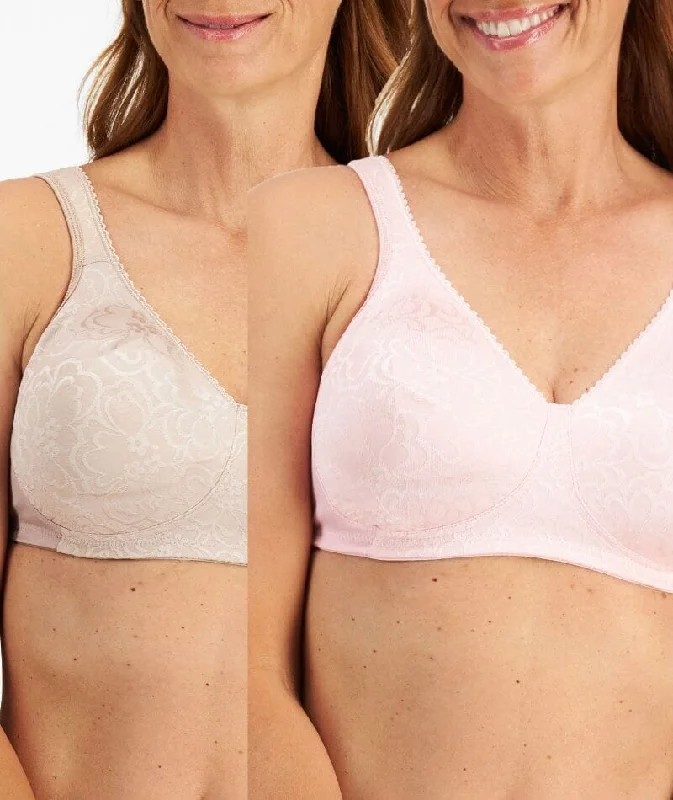 Playtex 18 Hour Ultimate Lift & Support Wire-Free 2Pack Bra - Toffee/Gentle Peach