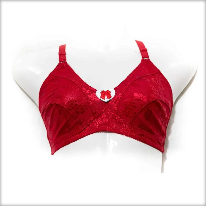 Red Non Padded Net Bra