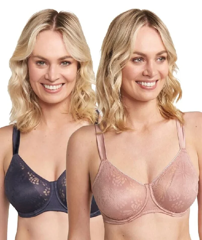 Triumph Lacy Minimizer 2 Pack Bra - Tea Rose/Dark Grey