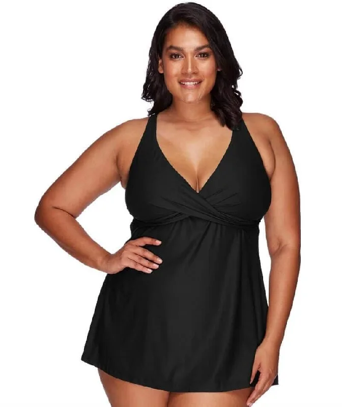 Bra with a detachable strap for easy washing​ Artesands Hues Delacroix Cross Over D-G Cup Swimdress - Black