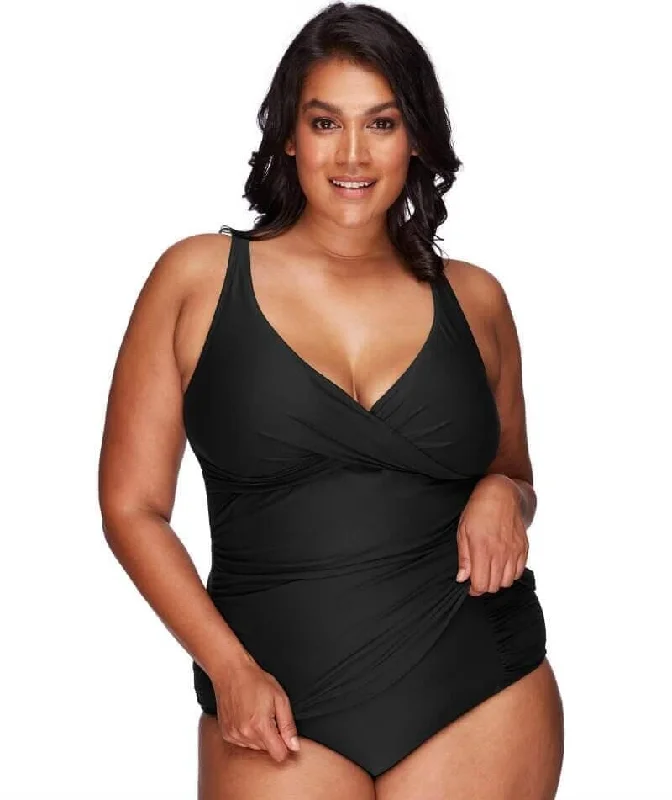 Bra with a foam - lined cup for a more structured shape Artesands Delacroix Cross Front D-G Cup Tankini Top - Black Bra with a foam - lined cup for a more structured shape Artesands Delacroix Cross Front D-G Cup Tankini Top - Black
