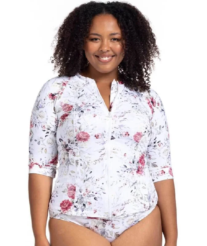 Bra with adjustable hooks for a customized fit Artesands Clementine Sunsafe Short Sleeve Top - White Bra with adjustable hooks for a customized fit Artesands Clementine Sunsafe Short Sleeve Top - White