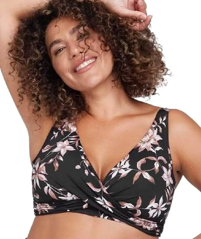 Bra with a plus - size underbust band for a secure fit Artesands Om Sara Delacroix Cross Front D-G Cup Bikini Top - Black Bra with a plus - size underbust band for a secure fit Artesands Om Sara Delacroix Cross Front D-G Cup Bikini Top - Black