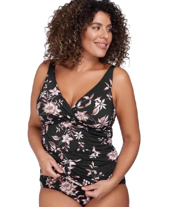 Bra with a floral - print for a feminine and stylish look Artesands Om Sara Delacroix Cross Front D-G Cup Tankini Top - Black Bra with a floral - print for a feminine and stylish look Artesands Om Sara Delacroix Cross Front D-G Cup Tankini Top - Black