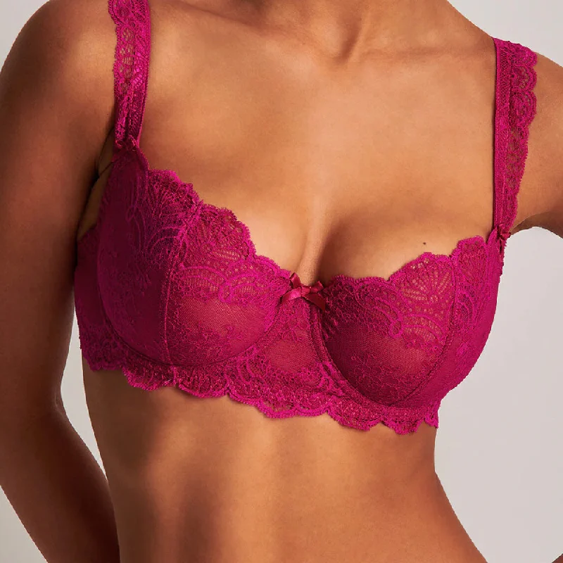 Plus - size bras designed for larger cup sizes and fuller figures Aubade 'Danse des Sens' Half Cup Bra in dark fuchsia Plus - size bras designed for larger cup sizes and fuller figures Aubade 'Danse des Sens' Half Cup Bra in dark fuchsia
