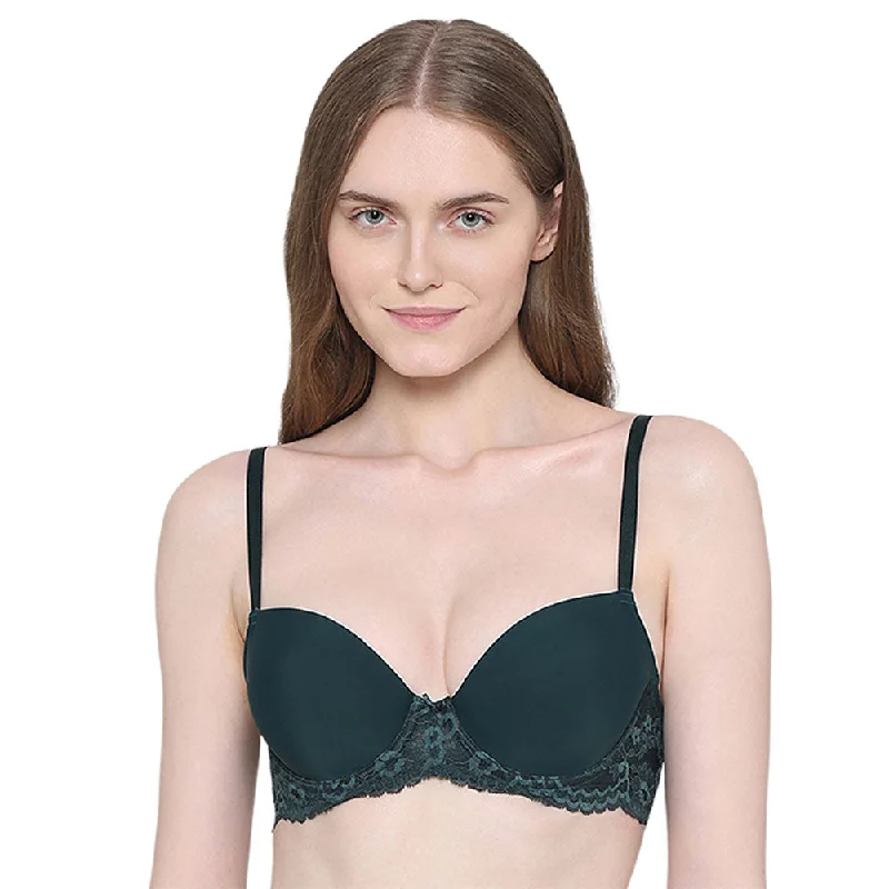 Unpadded bras for a natural and lightweight feel Balcony & Beyond Padded Wired Half Cup Everyday Wear Smooth Finish Fashion Bra - Dark Green Unpadded bras for a natural and lightweight feel Balcony & Beyond Padded Wired Half Cup Everyday Wear Smooth Finish Fashion Bra - Dark Green