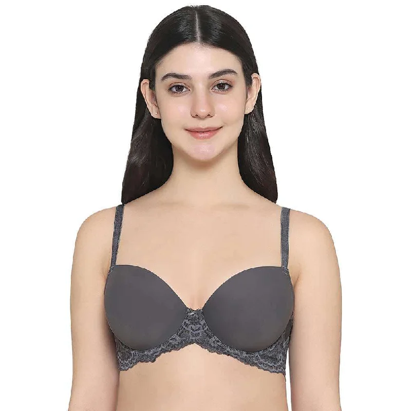Bra with a gel - filled cup for extra comfort and support Balcony & Beyond Padded Wired Half Cup Everyday Wear Smooth Finish Fashion Bra - Grey Bra with a gel - filled cup for extra comfort and support Balcony & Beyond Padded Wired Half Cup Everyday Wear Smooth Finish Fashion Bra - Grey