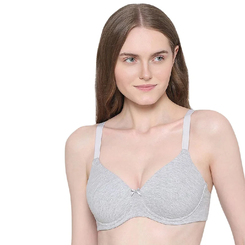 Long - line bras for added support and a slimming effect BASICS Essentials2.0 Padded Wired 3/4th Cup Everyday Wear Comfort Fit T-shirt Bra - Grey Long - line bras for added support and a slimming effect BASICS Essentials2.0 Padded Wired 3/4th Cup Everyday Wear Comfort Fit T-shirt Bra - Grey