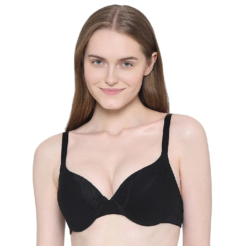 Bra with a pattern - print for a more unique appearance BASICS Lite Push Up Padded Wired Half Cup Everyday Wear Push-up Bra - Black Bra with a pattern - print for a more unique appearance BASICS Lite Push Up Padded Wired Half Cup Everyday Wear Push-up Bra - Black