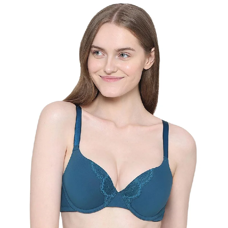 Bra with a built - in underwire for enhanced support BASICS Lite Push Up Padded Wired Half Cup Everyday Wear Push-up Bra - Teal Bra with a built - in underwire for enhanced support BASICS Lite Push Up Padded Wired Half Cup Everyday Wear Push-up Bra - Teal