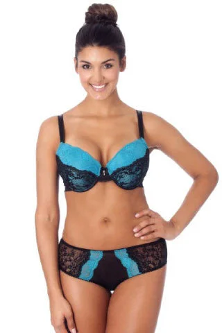 Nylon bras offering durability and stretch​ Bettina Bra in Capri Blue and Black