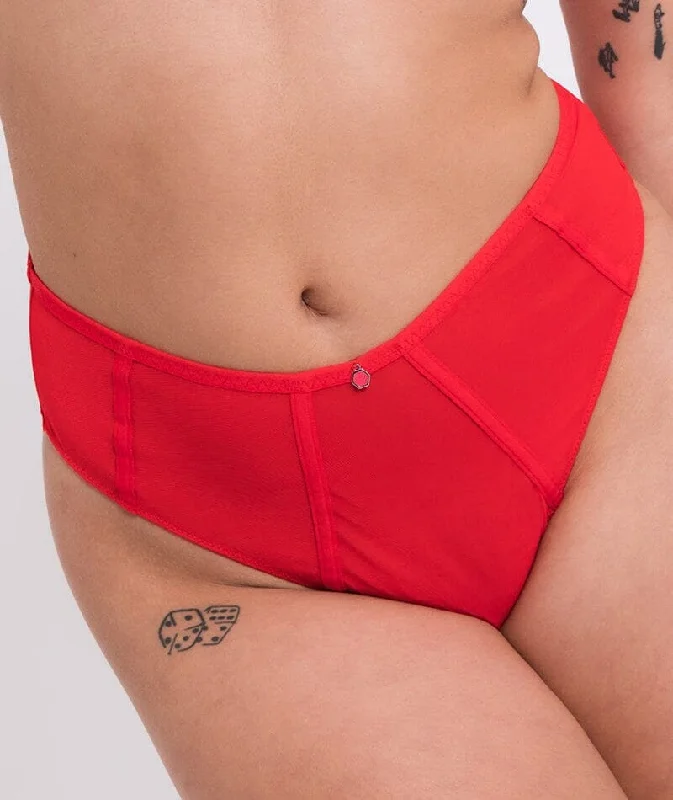 Bra with a push - up insert for extra cleavage on demand Curvy Kate Elementary High Waist Brazilian Brief - Red/Pink Bra with a push - up insert for extra cleavage on demand Curvy Kate Elementary High Waist Brazilian Brief - Red/Pink