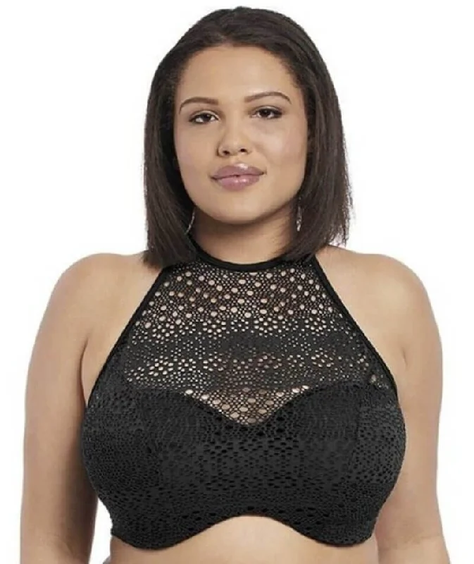 Bra with a wireless memory foam cup for ultimate comfort Elomi Swim Indie Bandeau High Neck Underwired Bikini Top - Black Bra with a wireless memory foam cup for ultimate comfort Elomi Swim Indie Bandeau High Neck Underwired Bikini Top - Black
