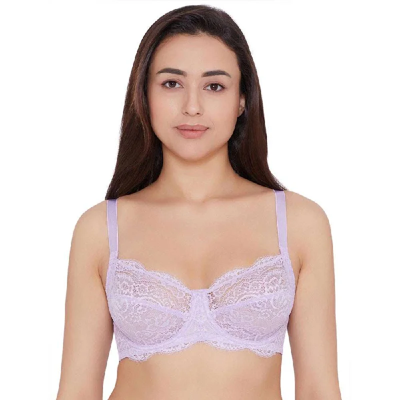 Bra with a nylon - lined cup for stretch and support Essential Lace Non Padded Wired Full Cup Bridal Wear Lace Bra Full Support Bra - Lavender Bra with a nylon - lined cup for stretch and support Essential Lace Non Padded Wired Full Cup Bridal Wear Lace Bra Full Support Bra - Lavender