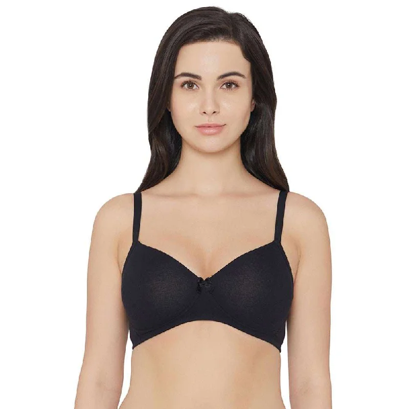 Bra with underbust support for better breast lift Essentials Padded Non-wired Full Cup Everyday Wear Cotton Blend T-Shirt Bra - Black Bra with underbust support for better breast lift Essentials Padded Non-wired Full Cup Everyday Wear Cotton Blend T-Shirt Bra - Black