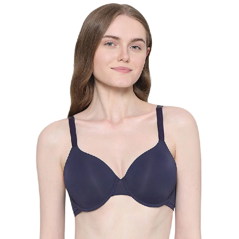 Bra with a wireless memory foam cup for ultimate comfort Everyday Elegance Padded Wired Full Cup Everyday Wear Smooth Finish T-Shirt Bra - Dark Blue Bra with a wireless memory foam cup for ultimate comfort Everyday Elegance Padded Wired Full Cup Everyday Wear Smooth Finish T-Shirt Bra - Dark Blue