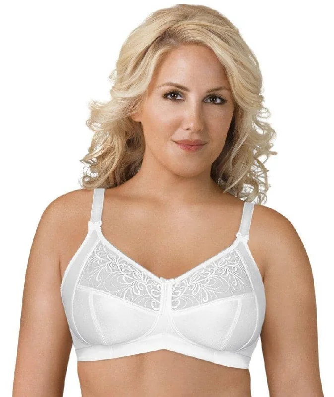 Bra with adjustable hooks for a customized fit Exquisite Form Fully Soft Cup Wire-Free Bra With Embroidered Mesh - White Bra with adjustable hooks for a customized fit Exquisite Form Fully Soft Cup Wire-Free Bra With Embroidered Mesh - White